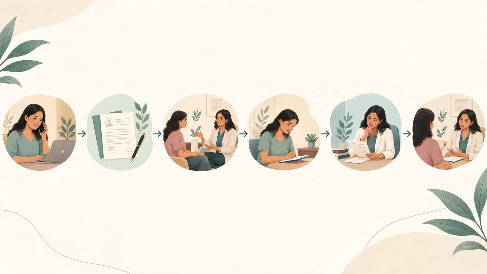 Illustration of the surrogate psychological evaluation process from referral through assessment, review and next steps